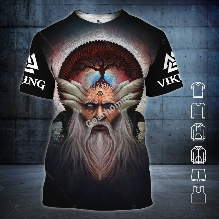 GearHomies Tracksuit Hoodie Pullover Sweatshirt Odin Viking Yggdrasil And Valknut Symbol 3D Apparel