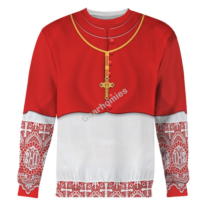 GearHomies Sweatshirt Cardinal Choir Dress, White And Red