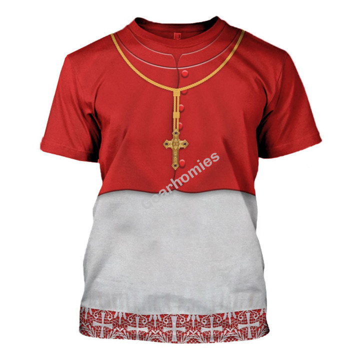 GearHomies T-shirt Cardinal Choir Dress, White And Red