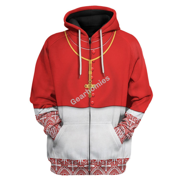 GearHomies Zip Hoodie Cardinal Choir Dress, Red And White 3D Apparel