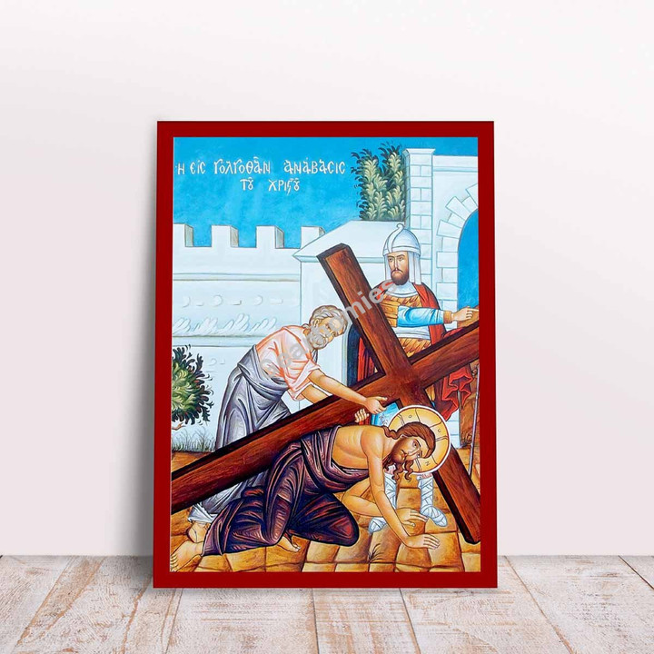 GearHomies Canvas Jesus Christ Ascension to Golgotha Greek Byzantine Orthodox Christian