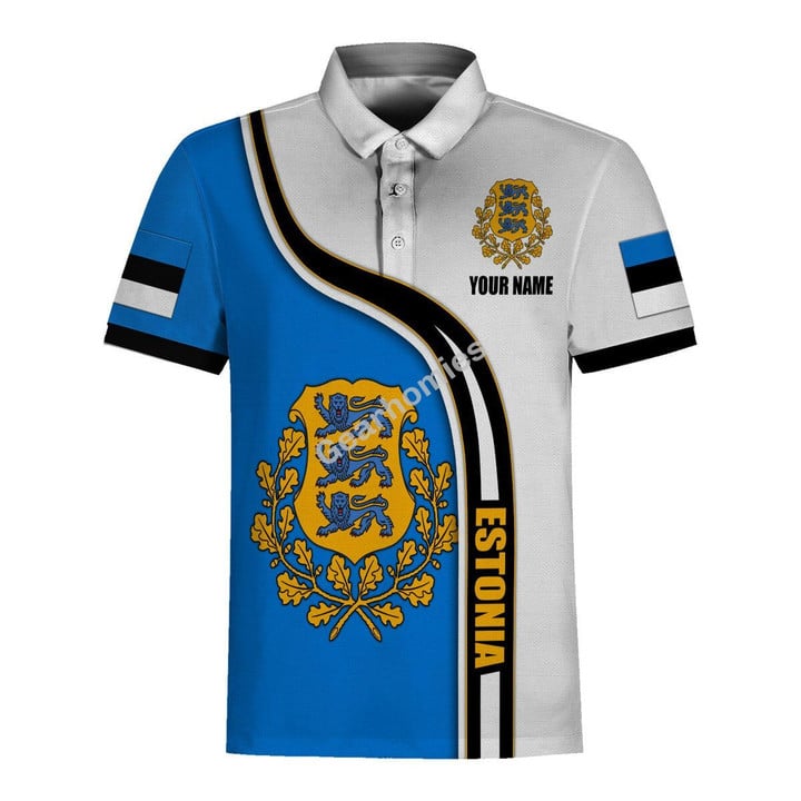 Gearhomies Personalized Unisex Polo Shirt Estonia Coat Of Arms 3D Apparel