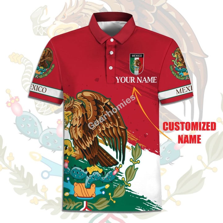 Gearhomies Personalized Unisex Polo Shirt Mexico Coat Of Arms 3D Apparel