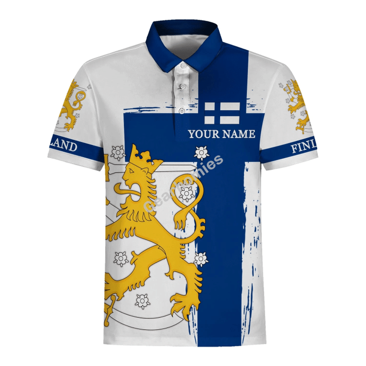 Gearhomies Personalized Unisex Polo Shirt Finland Coat Of Arms 3D Apparel