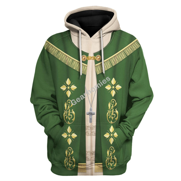 GearHomies Hoodie Pope Francis Choir Dress, Green 3D Apparel