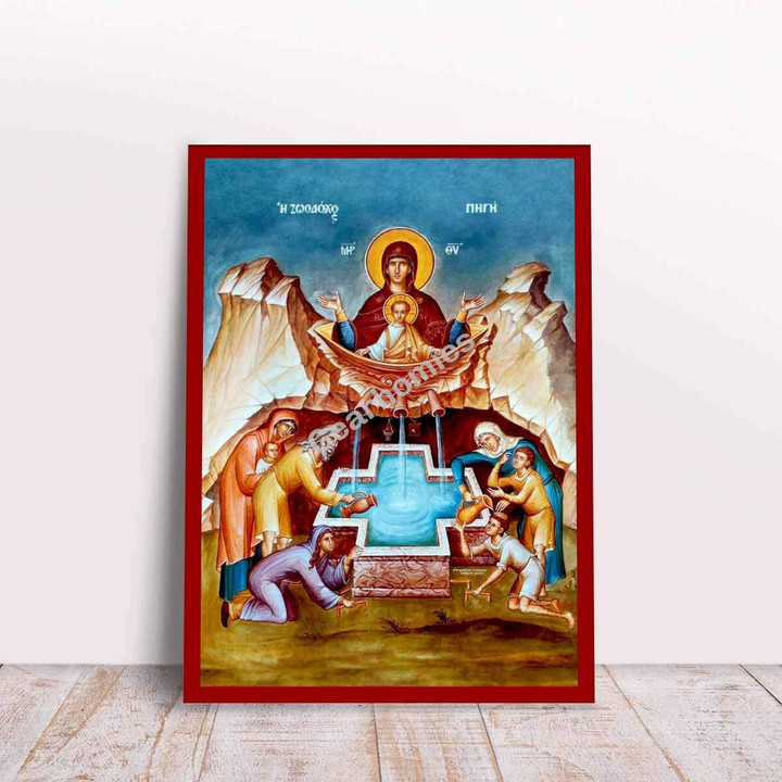 GearHomies Canvas Panagia the Life-giving Spring with Jesus Greek Byzantine Orthodox Christian