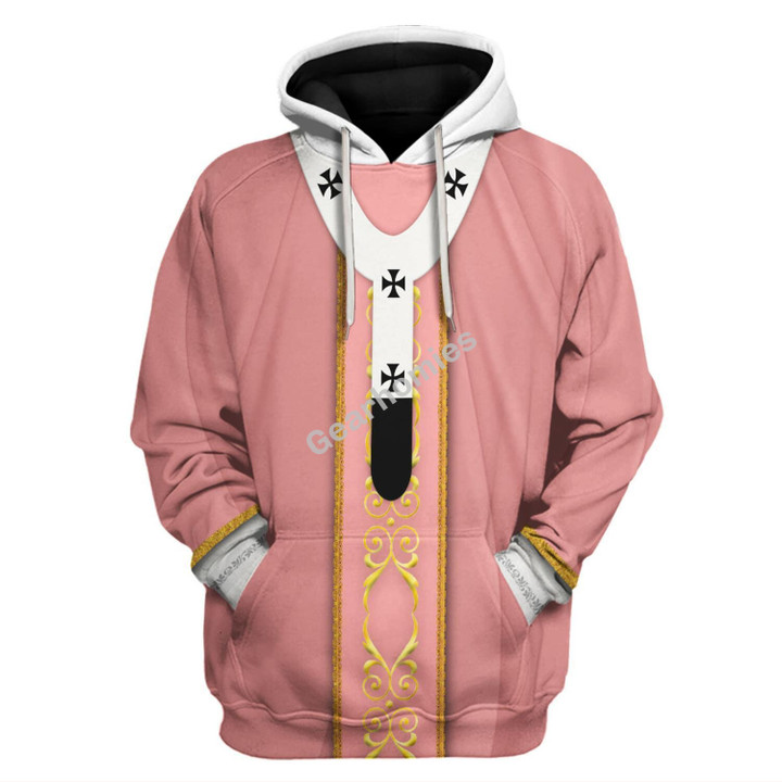 GearHomies Hoodie Pope Francis Liturgical Vestment, Pink 3D Apparel