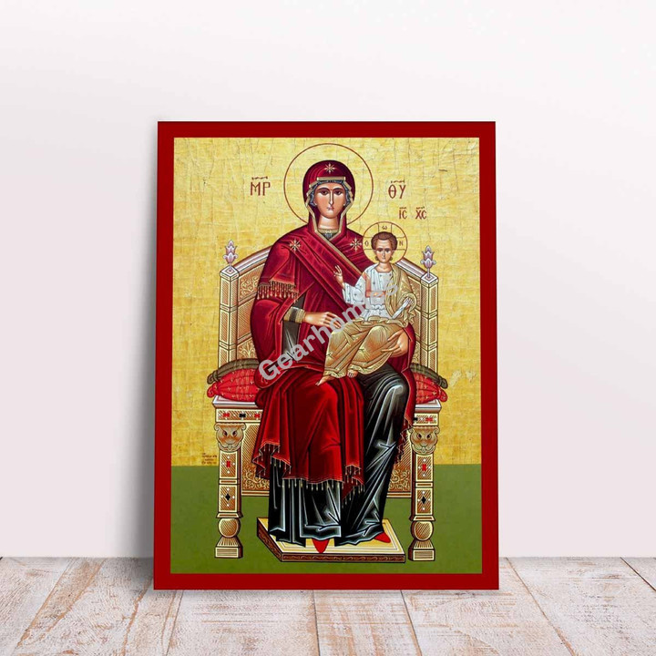 GearHomies Canvas Panagia Enthroned with Jesus Greek Byzantine Orthodox Christian