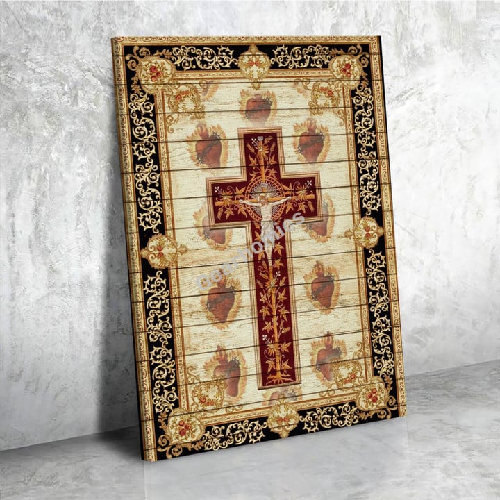 GearHomies Wood Prints Sacred Heart Of Jesus Crucifixion