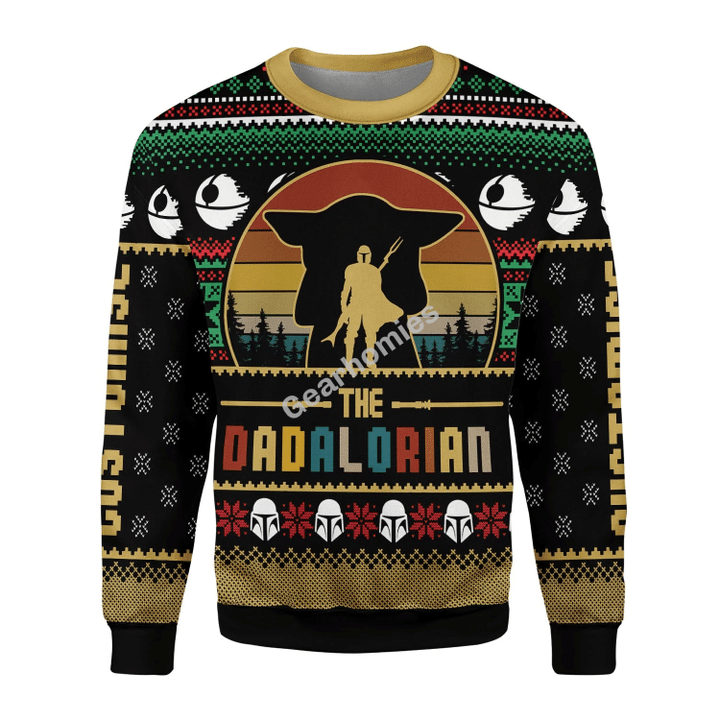 Gearhomies Merry Christmas Unisex Christmas Sweater Dadalorian Custom Name