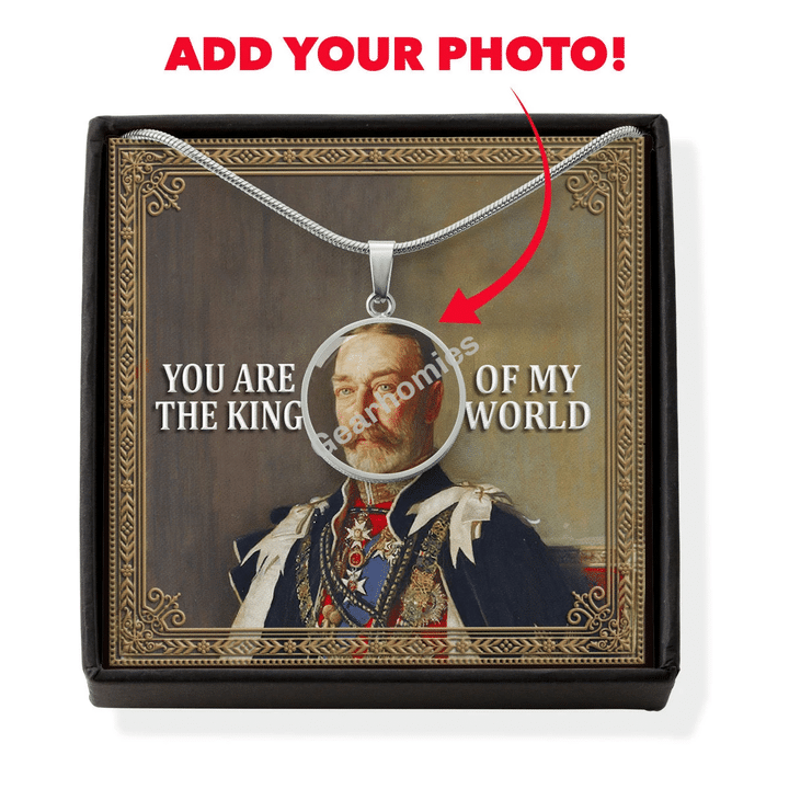 Gearhomies Jewelry Custom Photo King George V Circle Pendant with POD Message Card