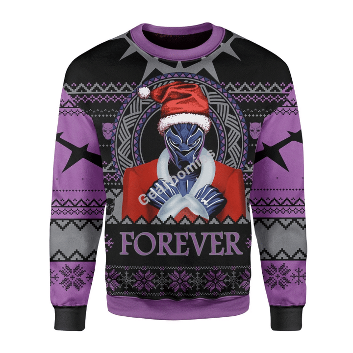 Gearhomies Christmas Unisex Sweater Santa Black Panther Wankada 3D Apparel