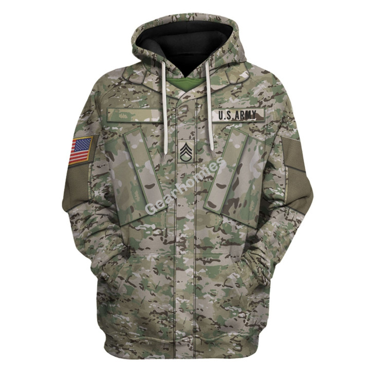 Personalize Name Badge US Army Combat Uniform Operational Camouflage Pattern (OCP) Hoodies Pullover Sweatshirt Tracksuit