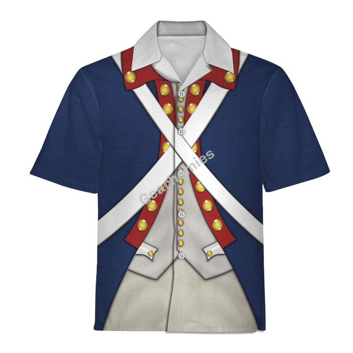 Gearhomies Unisex Hawaiian Shirt Patriot Soldier in American Revolution Historical 3D Apparel