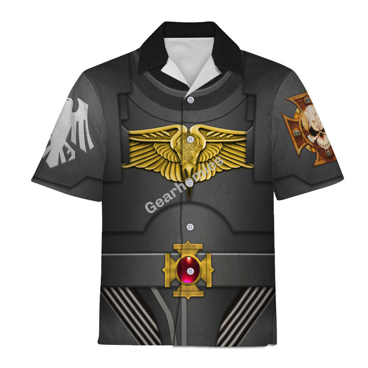 GearHomies Unisex Hawaiian Shirt Raven Guard Indomitus Pattern Terminator Armor 3D Costumes
