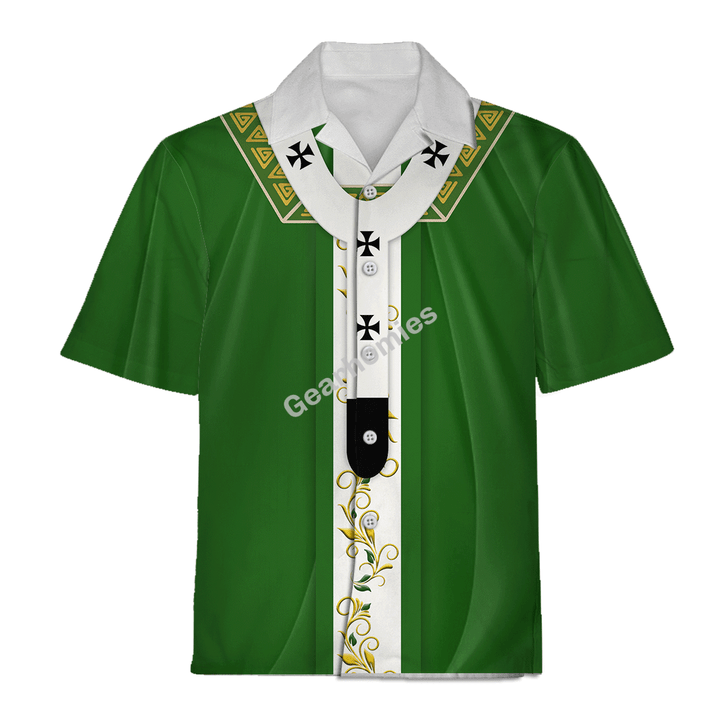 GearHomies Hawaiian Shirt Green Liturgical Vestment 3D Apparel