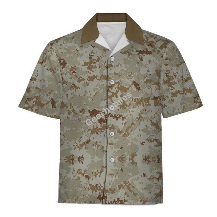 American Marine Pattern Desert CAMO Hawaiian Shirt