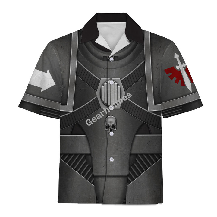 GearHomies Unisex Hawaiian Shirt Pre-Heresy Dark Angels in Mark IV Maximus Power Armour 3D Costumes
