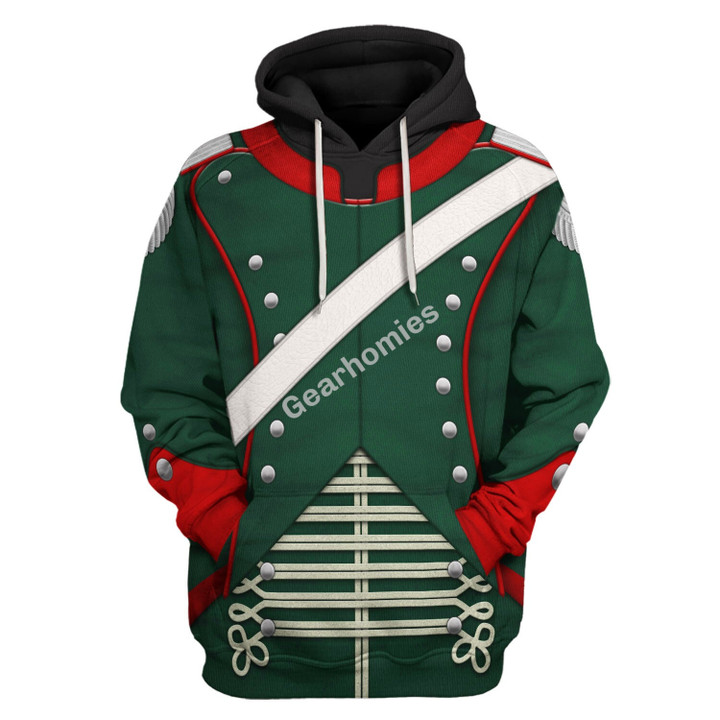 Gearhomies Napoleonic French Light Cavalry-Chasseur A Cheval-Officer (1806-1815) Uniform All Over Print Hoodie Sweatshirt T-Shirt Hawaiian Tracksuit