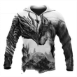Black White Wolf Dragon 3D All Over Print Hoodie Sweatshirt