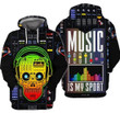 Dj Skull Music Is My Sport 3D All Over Print Hoodie Sweatshirt