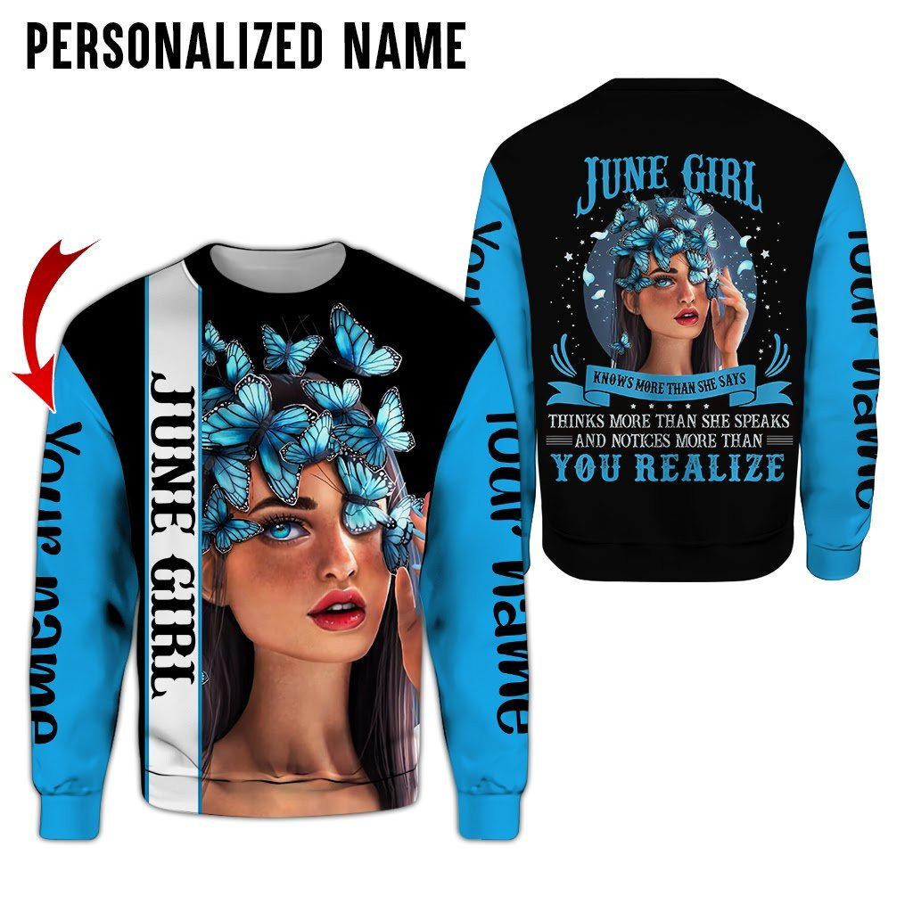 June Girl Custom Name 3D All Over Print Hoodie Sweatshirt