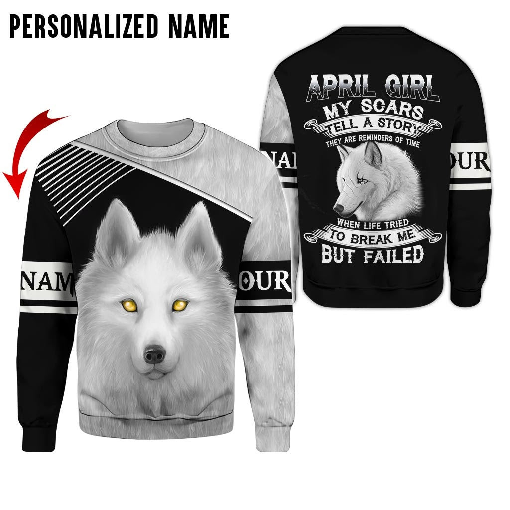 Wolf April Girl Custom Name 3D All Over Print Hoodie Sweatshirt