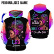 Leo Girl Black Queen Custom Name 3D All Over Print Hoodie Sweatshirt