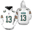 Miami Dolphins Dan Marino 13 NFL American Football White 2022 Alternate Game Personalized 3D All Over Print Hoodie, Zip Hoodie, Sweatshirt