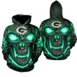 NFL Green Bay Packers Hello Darkness My Old Friend 3D Skull Zipper Zipper For Fans 3D All Over Print Hoodie, Zip Hoodie, Sweatshirt
