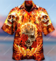 Flaming Rose Skull Hawaiian Shirt