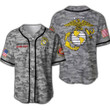 Personalized Name US Marine Corps Veteran Grey Camo Baseball Jersey