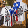 Personalized Name White Boricua Puerto Rico Sol Taino Baseball Jersey