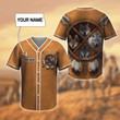 Personalized Name Native Wolf Brown Baseball Jersey