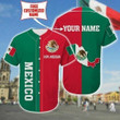 Personalized Name Mexico Country Red & Green Baseball Jersey