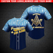 Freemason Blue Personalized Name Lodge Name And Number Baseball Jersey