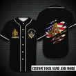 Personalized Name And Number Lodge Freemason Crack Flag Black Baseball Jersey