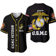 Personalized Name US Marine Corps Veteran Yellow Black Baseball Jersey
