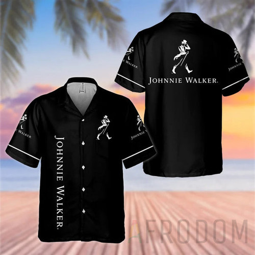 Basic Printed Black Johnnie Walker Hawaii Shirt