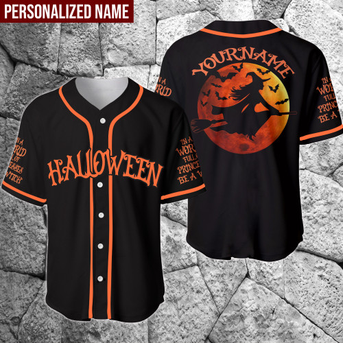 Halloween Witch Personalized Name Baseball Jersey