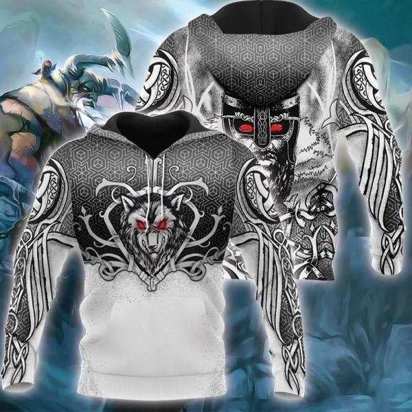 Viking Wolf And Guard 3D All Over Print Hoodie Sweatshirt