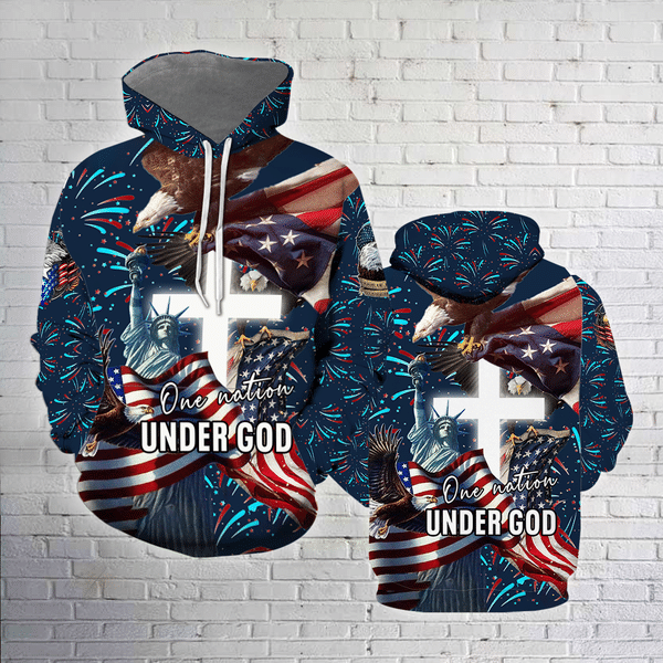 Jesus One Nation Under God 3D All Over Print Hoodie Sweatshirt