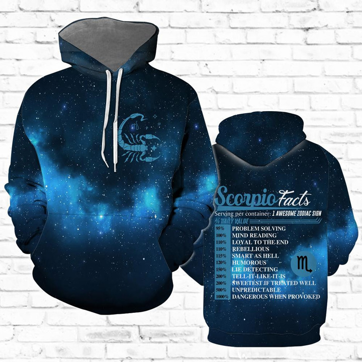 Scorpio Horoscope 3D All Over Print Hoodie Sweatshirt
