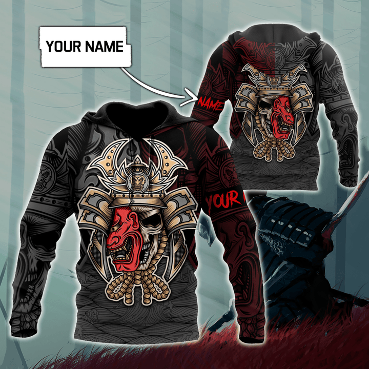 Oni Samurai Custom Name 3D All Over Print Hoodie Sweatshirt