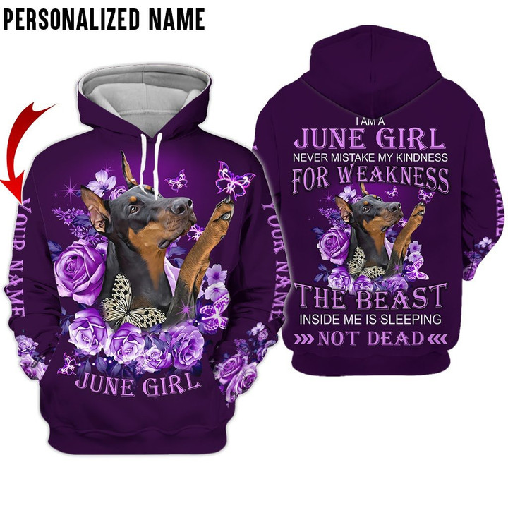 June Girl Custom Name 3D All Over Print Hoodie Sweatshirt