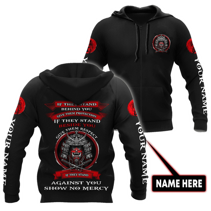 Samurai Red Mask Custom Name 3D All Over Print Hoodie Sweatshirt