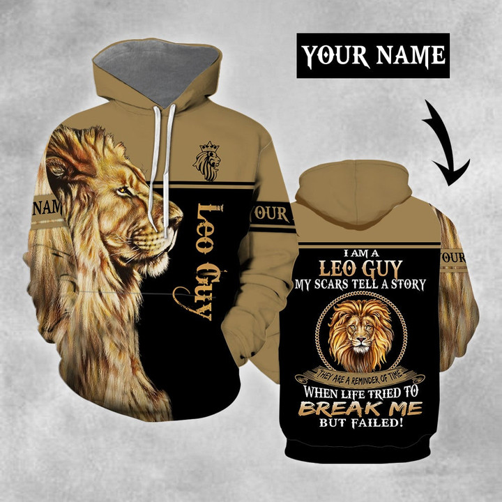 Lion Leo Guy Custom Name 3D All Over Print Hoodie Sweatshirt