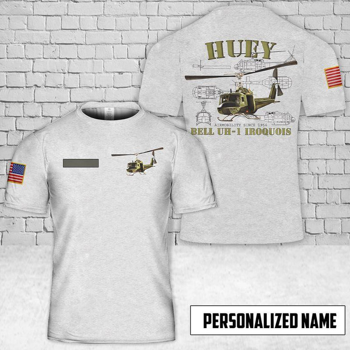 Bell UH-1 Iroquois US Army Custom Name 3D All Over Print Hoodie Sweatshirt
