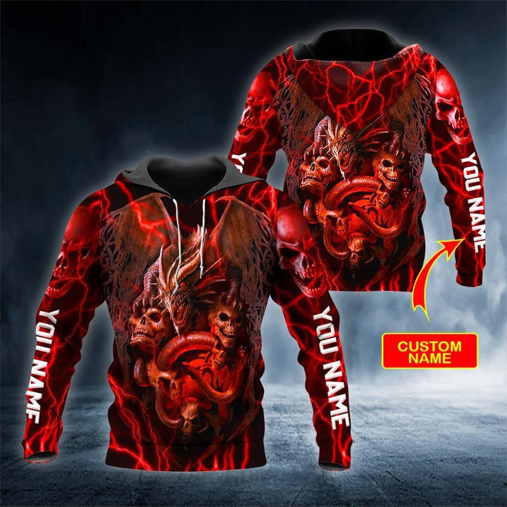 Dragon Blood Skull Custom Name 3D All Over Print Hoodie Sweatshirt