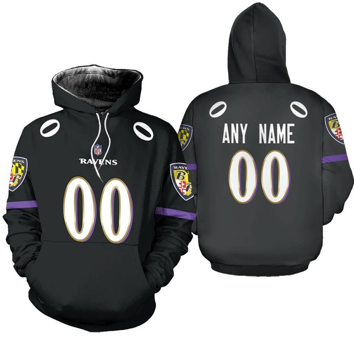 Baltimore Ravens NFL American Football Game Jersey Black 2022 Personalized 3D All Over Print Hoodie, Zip Hoodie, Sweatshirt